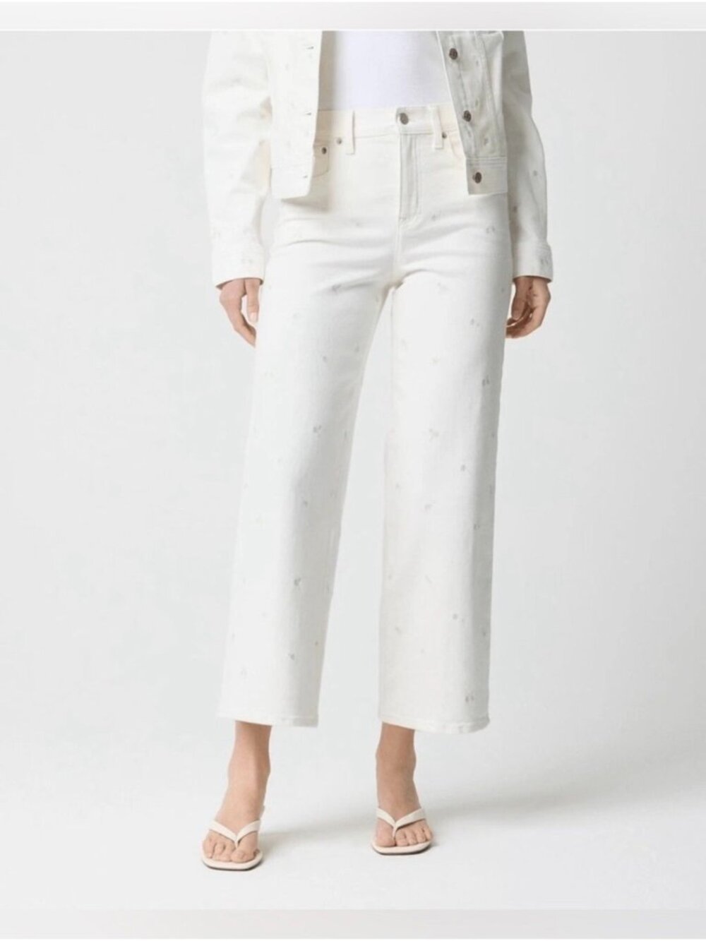 NWT J. Crew Wide-Leg Embroidered Cropped Jean - Size: 27